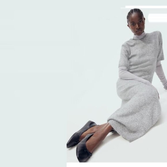 H&M light gray melange sweater dress L - Picture 2 of 7